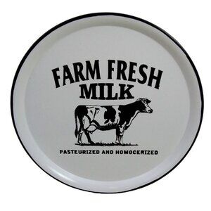 Decorative Enameled Plate Farm Fresh Milk Rustic Farmhouse Kitchen (New)